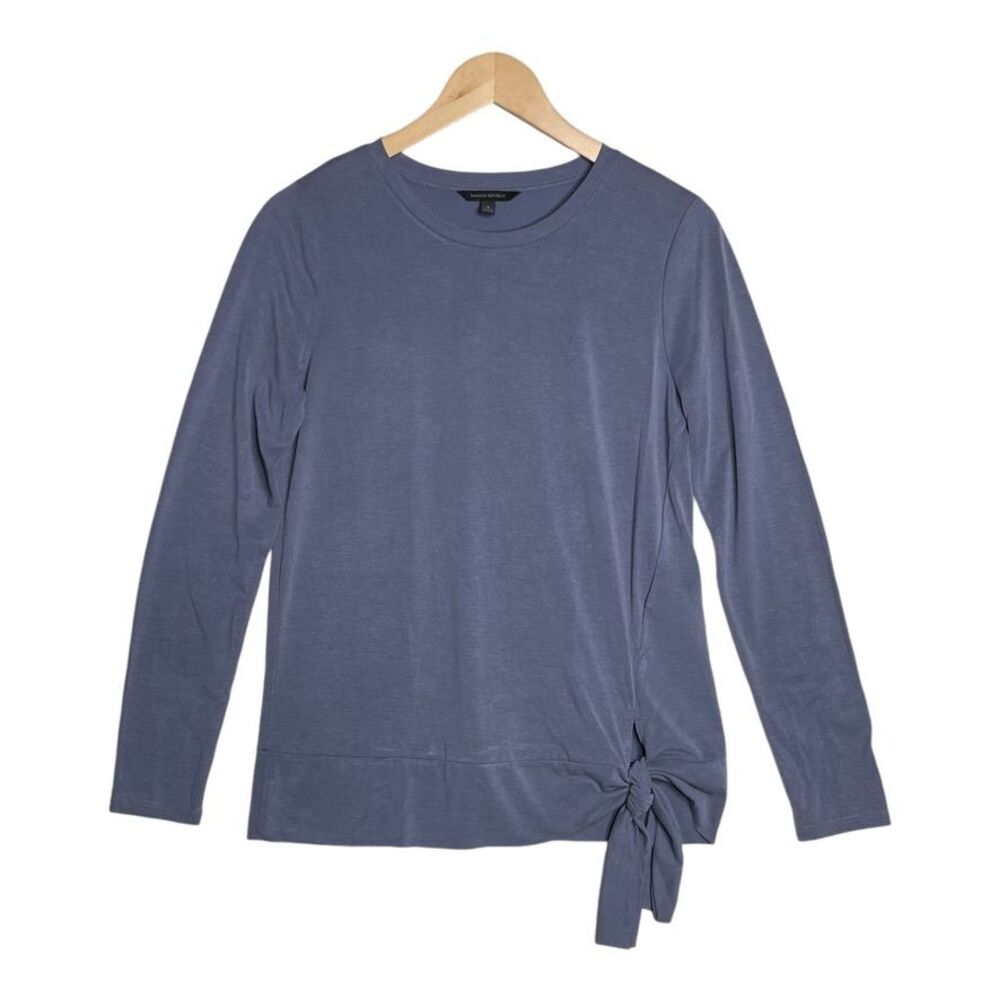 Banana Republic Women's Long Sleeve Front Tie Blue Sand Wash Top Size Small